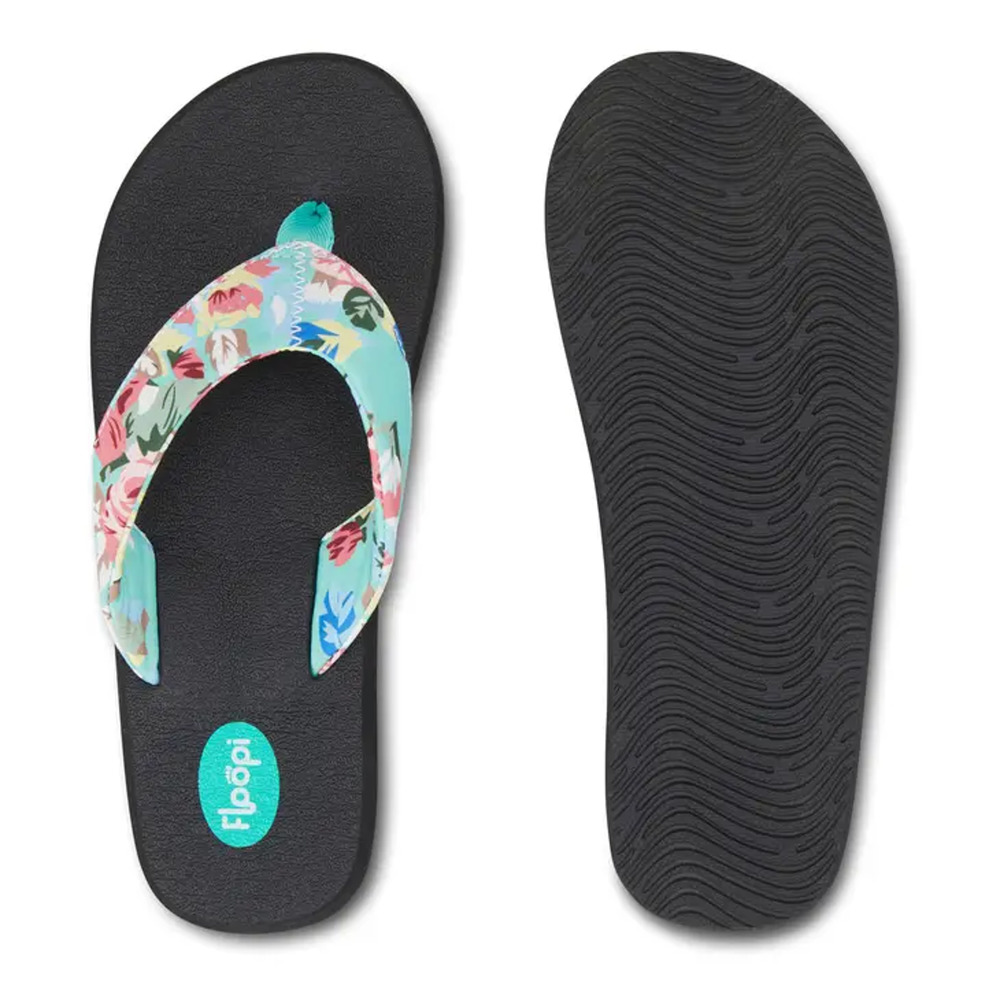 Women's Isabella Yoga Mat Teal Cottage Floral Flip Flop - Picture 4 of 4